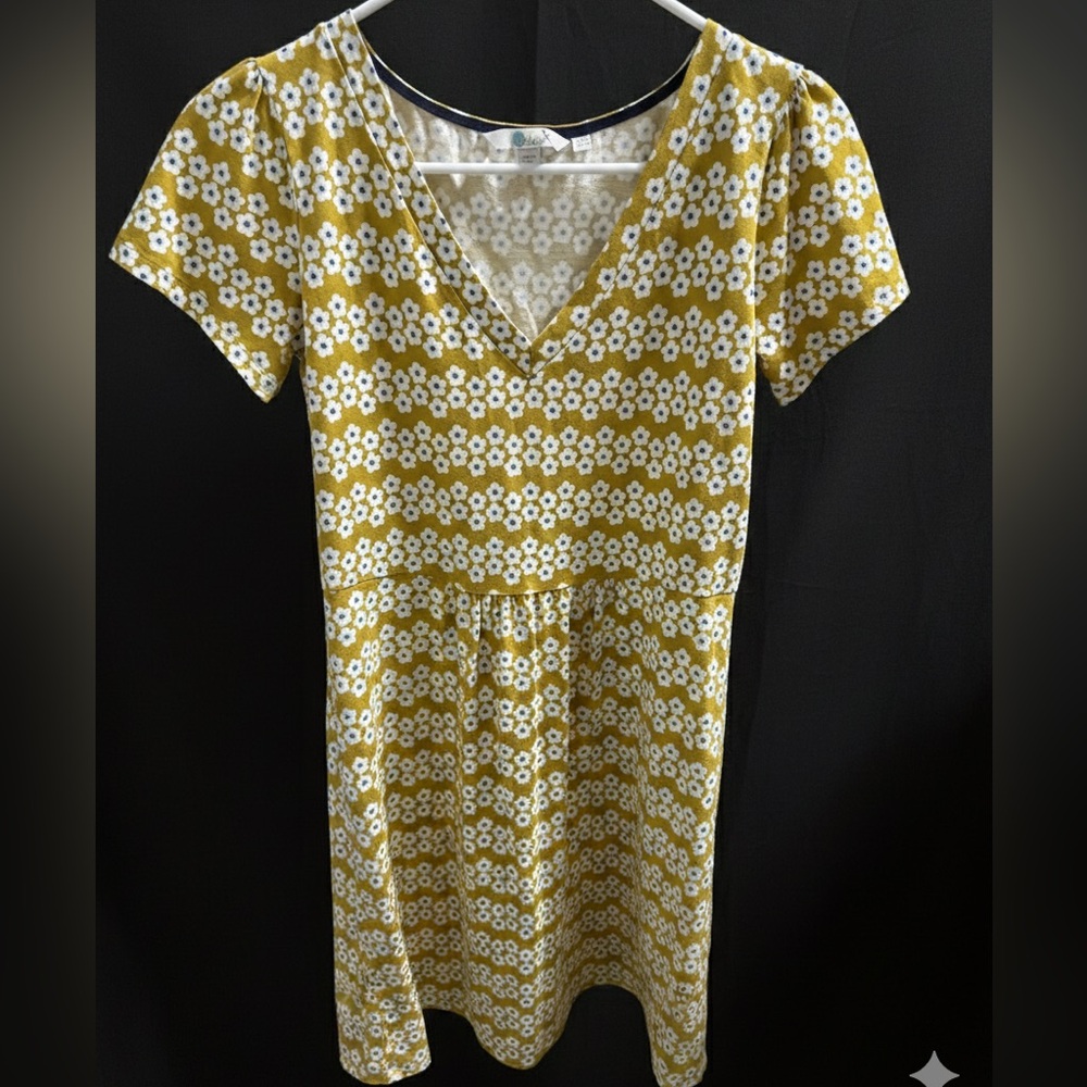Boden 4P Yellow and White Floral Midi Dress
